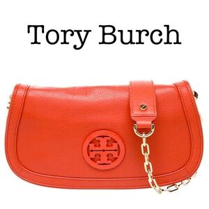 Tory Burch Orange Leather Chain Crossbody Bag